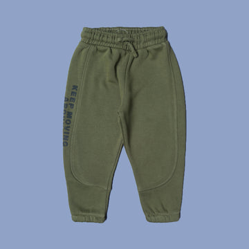 ARMY GREEN KEEP MOVING PRINT JOGGER PANTS TROUSER FOR WINTERS